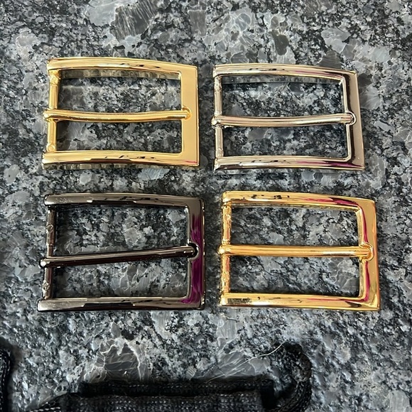 Tulliani Set of 4 Metal Belt Buckles Gold Chrome and Dark Gray Chrome - New - Picture 2 of 6
